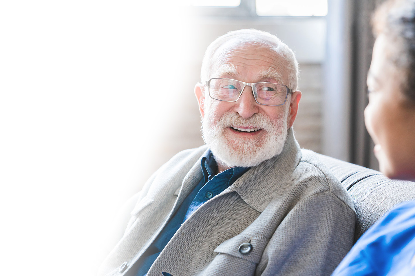 Senior receiving compassionate care at Cadia Healthcare